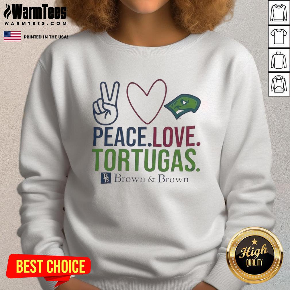 Happy Peace Love Tortugas brown sweatshirt featuring a stylish design, perfect for casual wear and turtle lovers.