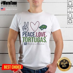 Alt Text: Happy Peace Love Tortugas Brown T-Shirt featuring a vibrant design, perfect for casual wear and turtle lovers.
