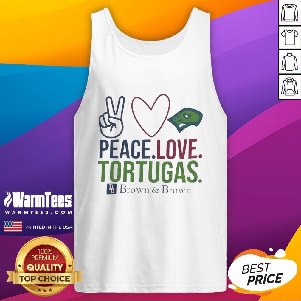 Happy Peace Love Tortugas Brown Tank Top showcasing a stylish design perfect for casual summer wear.