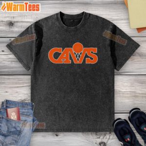 Alt Text: Cleveland Cavaliers logo fan art on a washed t-shirt, perfect for basketball enthusiasts and Cavaliers supporters.