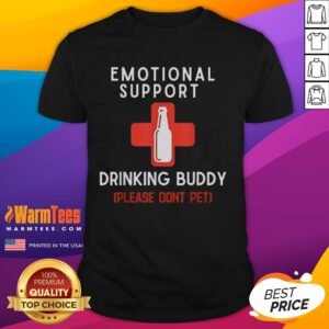 Funny 'Nice Emotional Support Drinking Buddy' T-shirt design, featuring a playful graphic and text, perfect for casual wear.