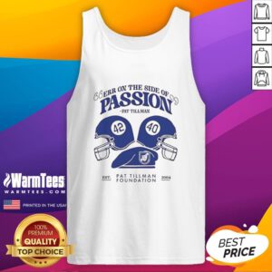 Pat Tillman tank top featuring 'Nice Err On The Side Of Passion' design, perfect for fans and sports enthusiasts.