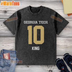 Alt Text: Georgia Tech Yellow Jackets football t-shirt featuring Haynes King stylishly washed for fans.
