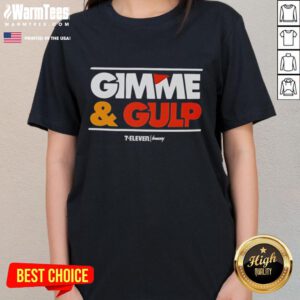 Nice Gimme and Gulp 7-Eleven logo ladies tee showcasing vibrant colors and stylish design for casual wear.