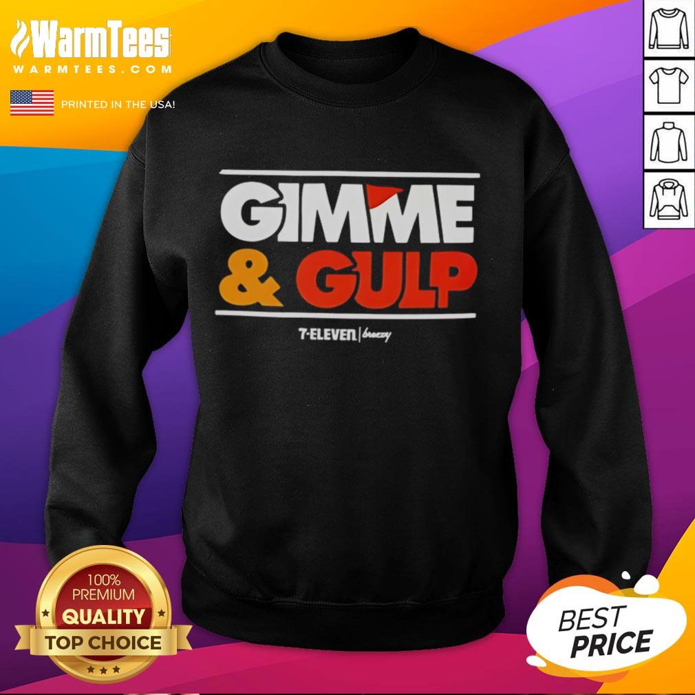Alt Text: Nice Gimme And Gulp 7-Eleven logo sweatshirt featuring vibrant graphics and a cozy design for casual wear.