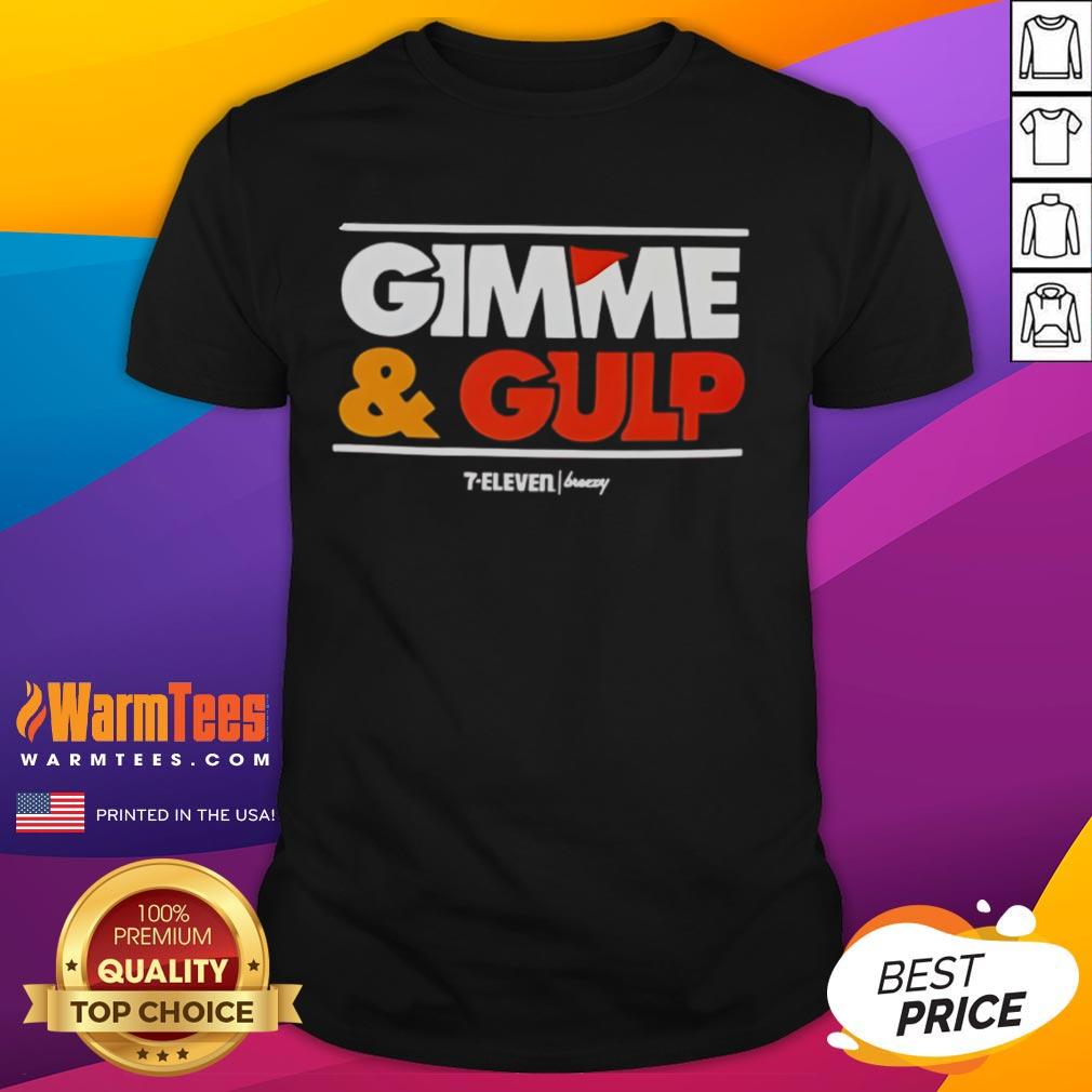 Alt Text: Nice Gimme And Gulp 7-Eleven Logo T-Shirt featuring vibrant colors and iconic branding for casual wear.