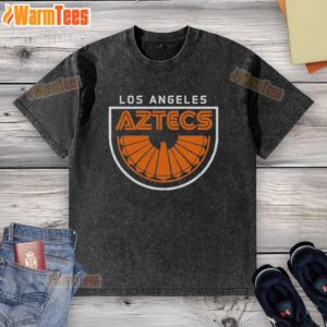 Vintage 1974 Los Angeles Aztecs washed t-shirt showcasing retro soccer style and vibrant team colors.