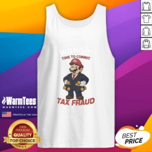 Funny Nice Mario Wahoo tax fraud parody tank top for gamers featuring Nintendo-inspired design and humor.