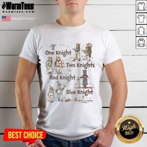 Nice One Knight Two Knights T-Shirt featuring a red knight and blue knight design, perfect for fantasy and medieval fans.