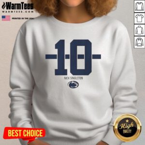 Penn State Nittany Lions football sweatshirt featuring Nicholas Singleton, number 10, with a stylish stripe design.
