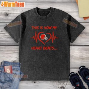Bengal Cincinnati washed t-shirt featuring 'This is how my heart beats' text design in vibrant colors.