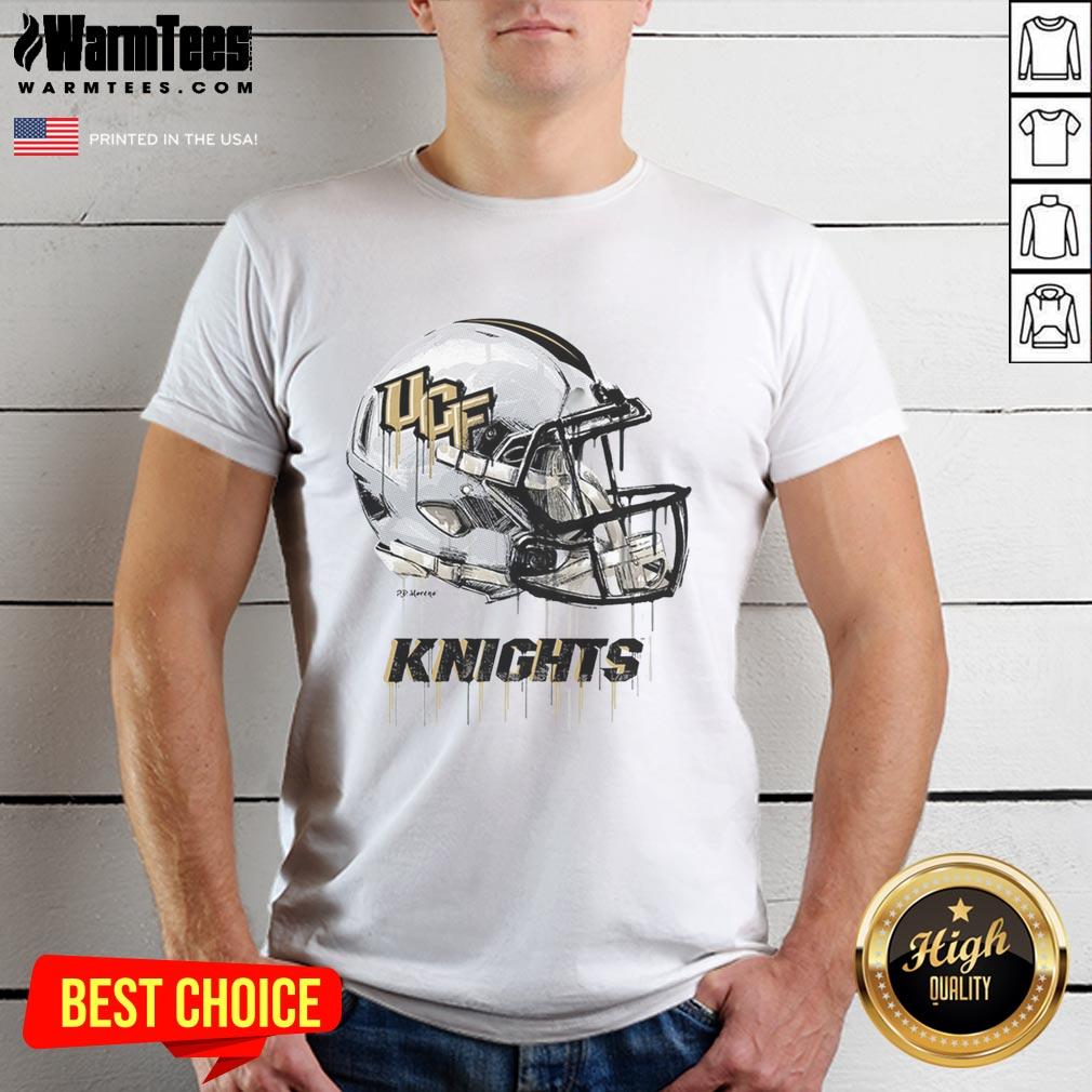 Alt Text: Stylish UCF Knights dripping football helmet T-shirt, perfect for fans showcasing team spirit and unique style.
