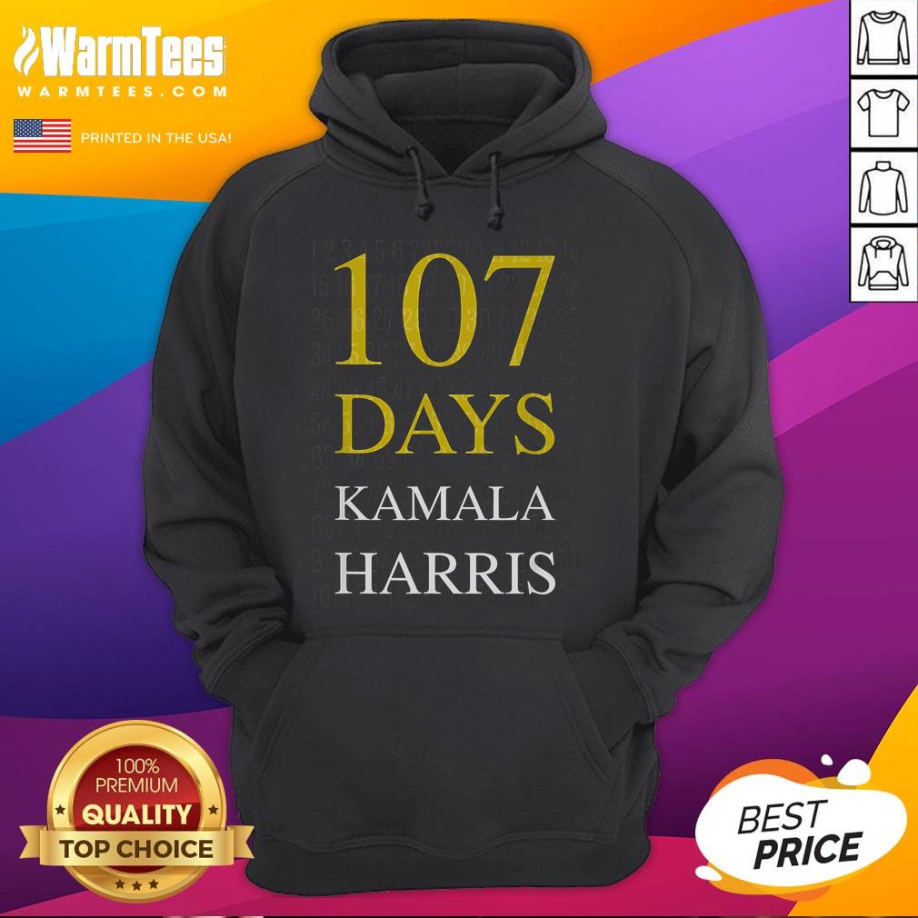 Official 107 Days of Hope Kamala Harris Appreciation Hoodie featuring bold graphics and vibrant colors for supporters.
