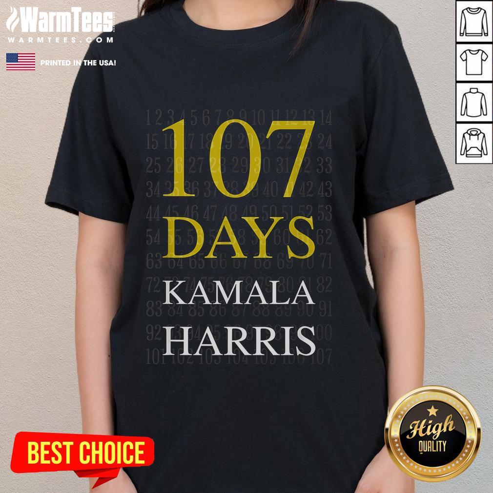 Official 107 Days of Hope Kamala Harris appreciation ladies tee featuring vibrant design and empowering message.