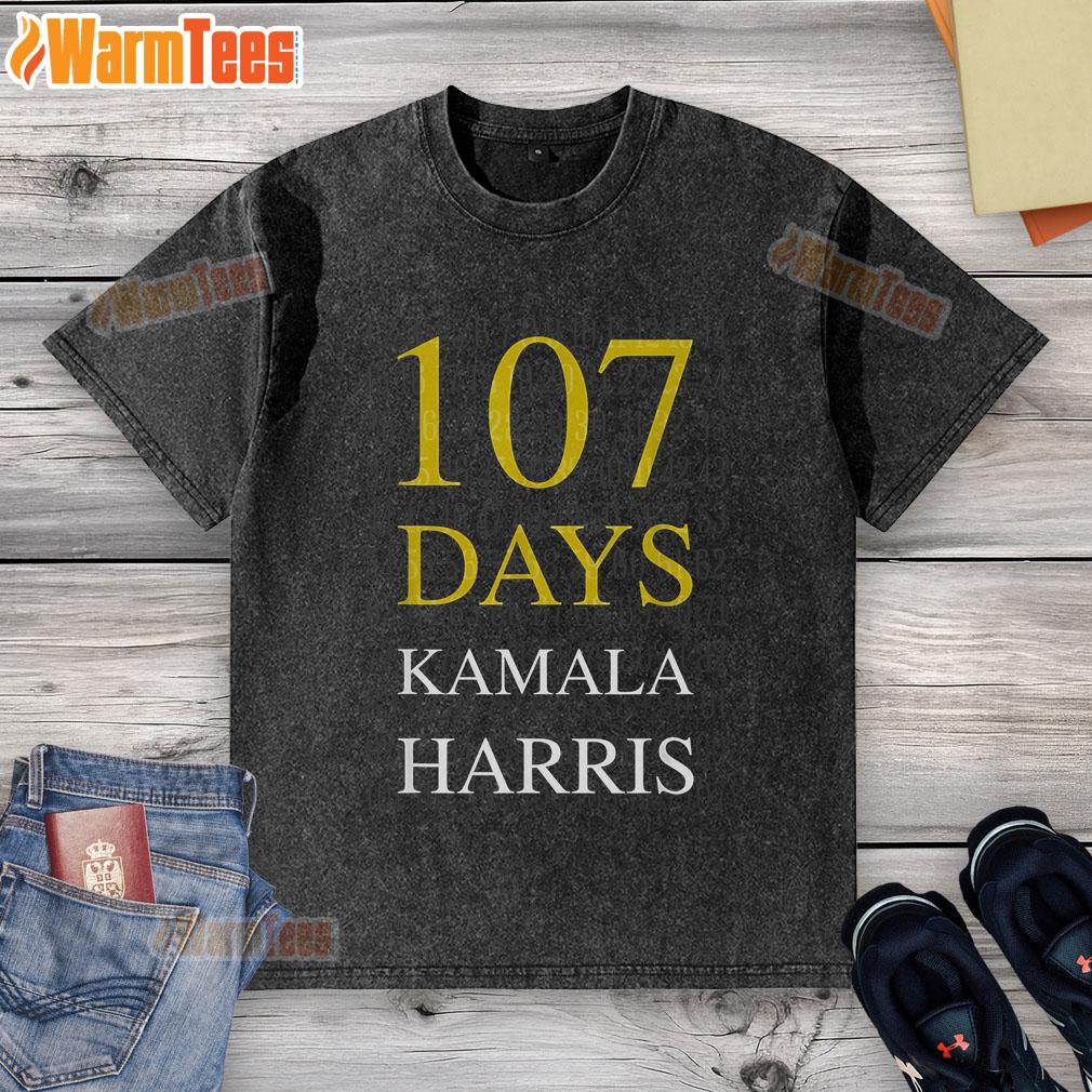 Official 107 Days of Hope Kamala Harris appreciation washed t-shirt featuring vibrant graphics and comfortable fit.