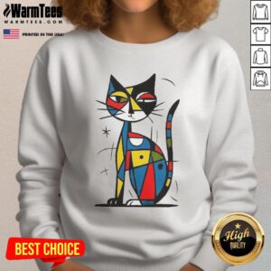 Official Abstract Japanese Cat Sweatshirt featuring a colorful cat design on a cozy fabric, perfect for cat lovers.