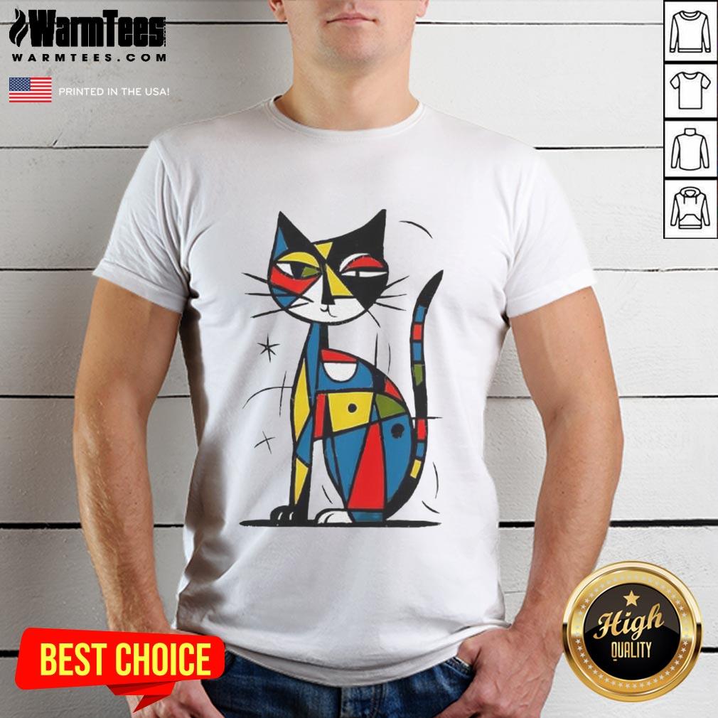 Official Abstract Japanese Cat T-Shirt featuring a vibrant cat design, perfect for cat lovers and unique fashion enthusiasts.