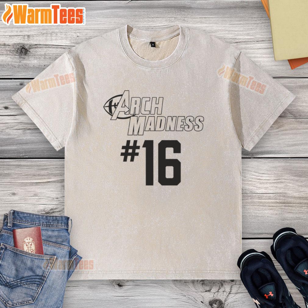 Official Arch Madness 16 Texas Longhorns washed t-shirt featuring vintage design and team colors for fans.