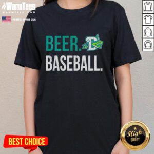 Official Daytona Tortugas Ladies Tee featuring a baseball and beer design, perfect for game day and sports fans.