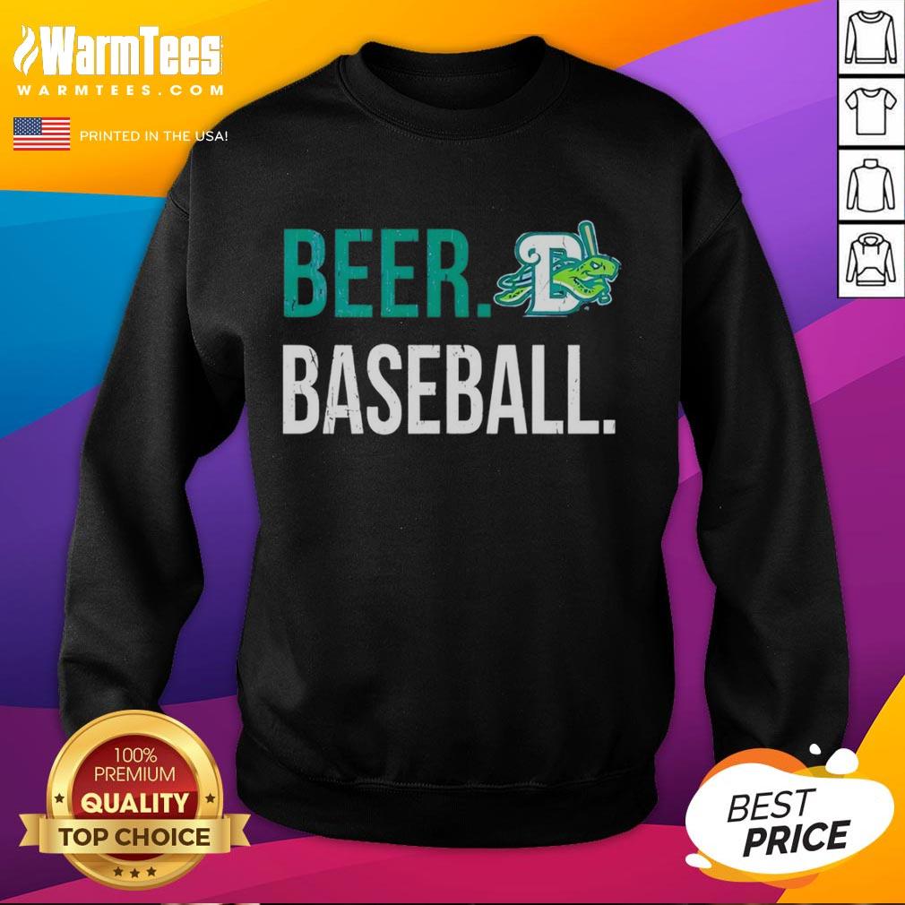 Alt Text: Official Beer and Baseball Daytona Tortugas sweatshirt featuring team logo and sporty design for fans.