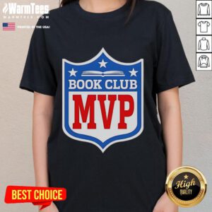 Official Book Club MVP logo on a stylish ladies tee, perfect for book lovers and club members.