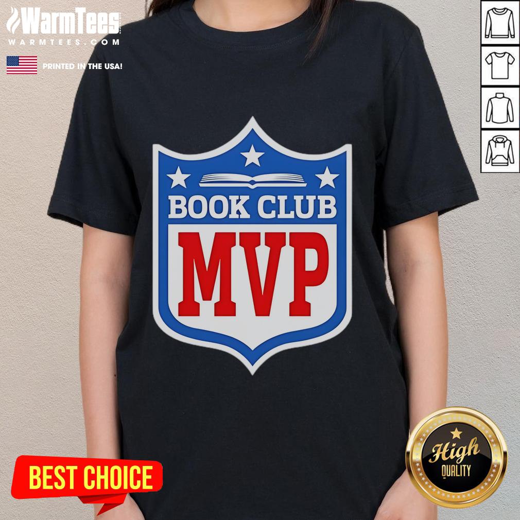 Official Book Club MVP logo on a stylish ladies tee, perfect for book lovers and club members.