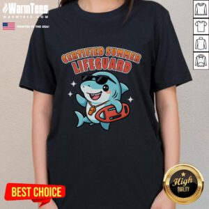 Official Certified Summer Lifeguard Ladies Tee featuring a stylish design for female lifeguards, perfect for beach wear.