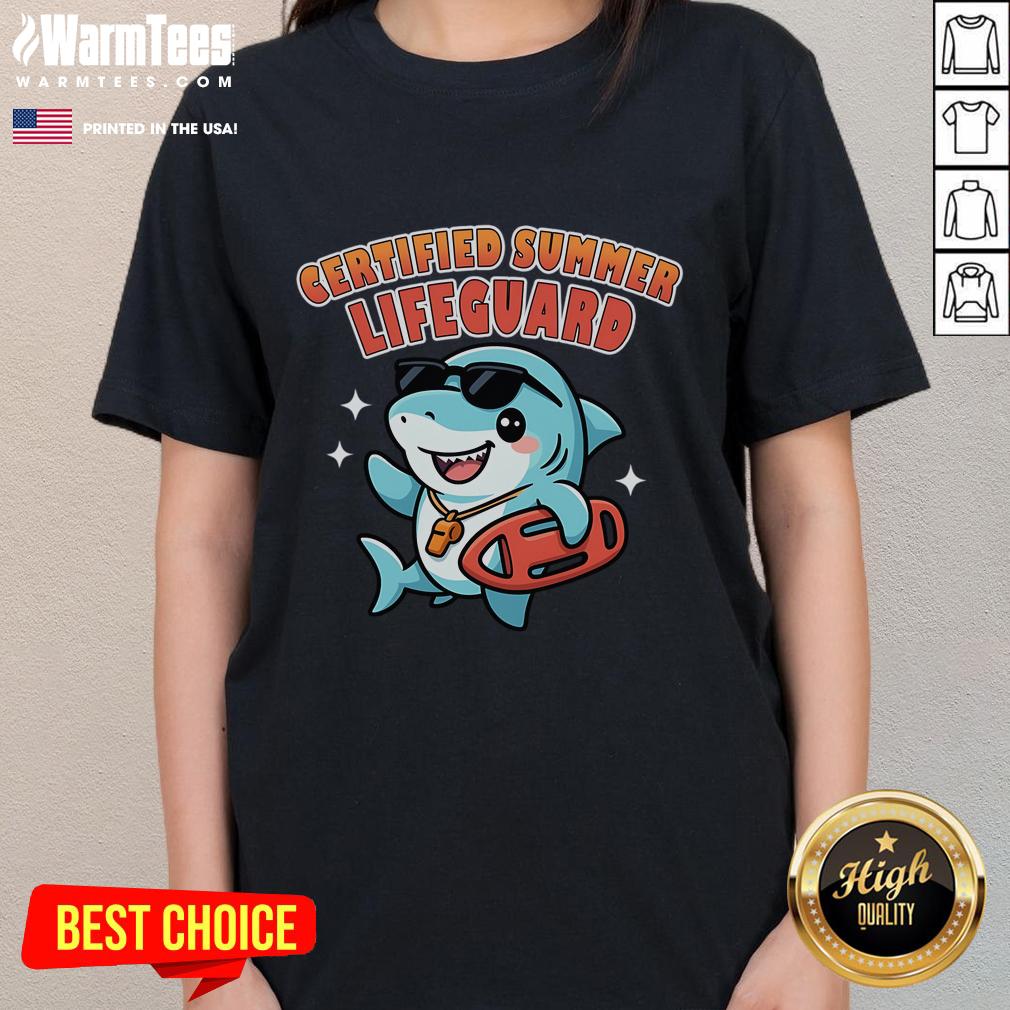 Official Certified Summer Lifeguard Ladies Tee featuring a stylish design for female lifeguards, perfect for beach wear.