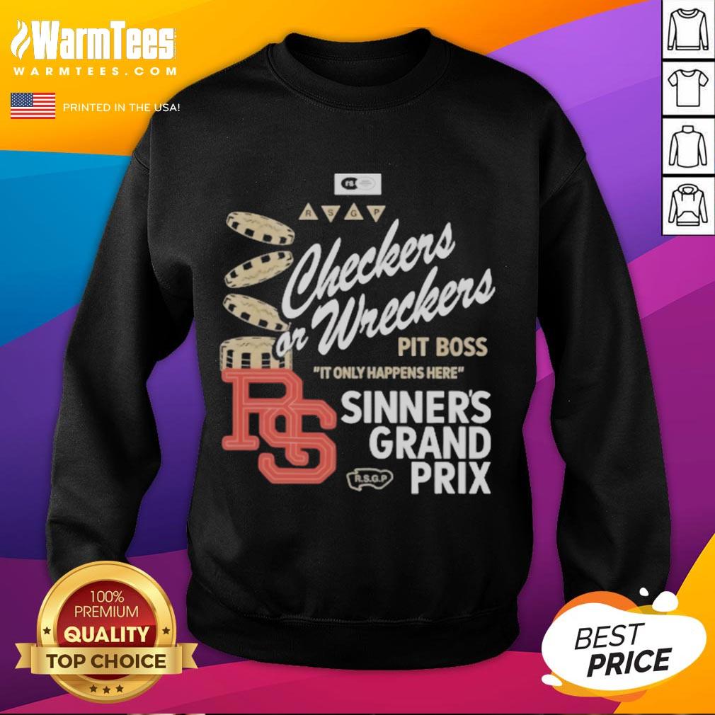 Official Checkers or Wreckers Distressed Sweatshirt in gray, featuring a trendy, vintage-style design perfect for casual wear.