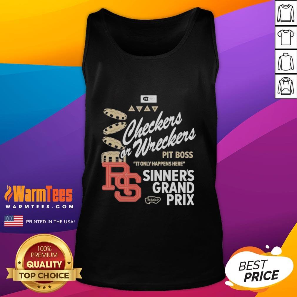 Official Checkers or Wreckers Distressed Tank Top in black, showcasing a trendy design for casual summer outfits.
