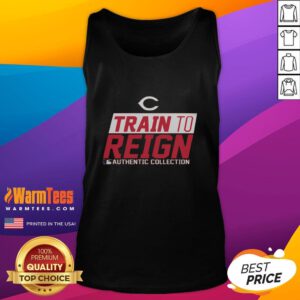 Official Cincinnati Reds Train to Reign 2025 tank top featuring vibrant team colors and logo for fans.