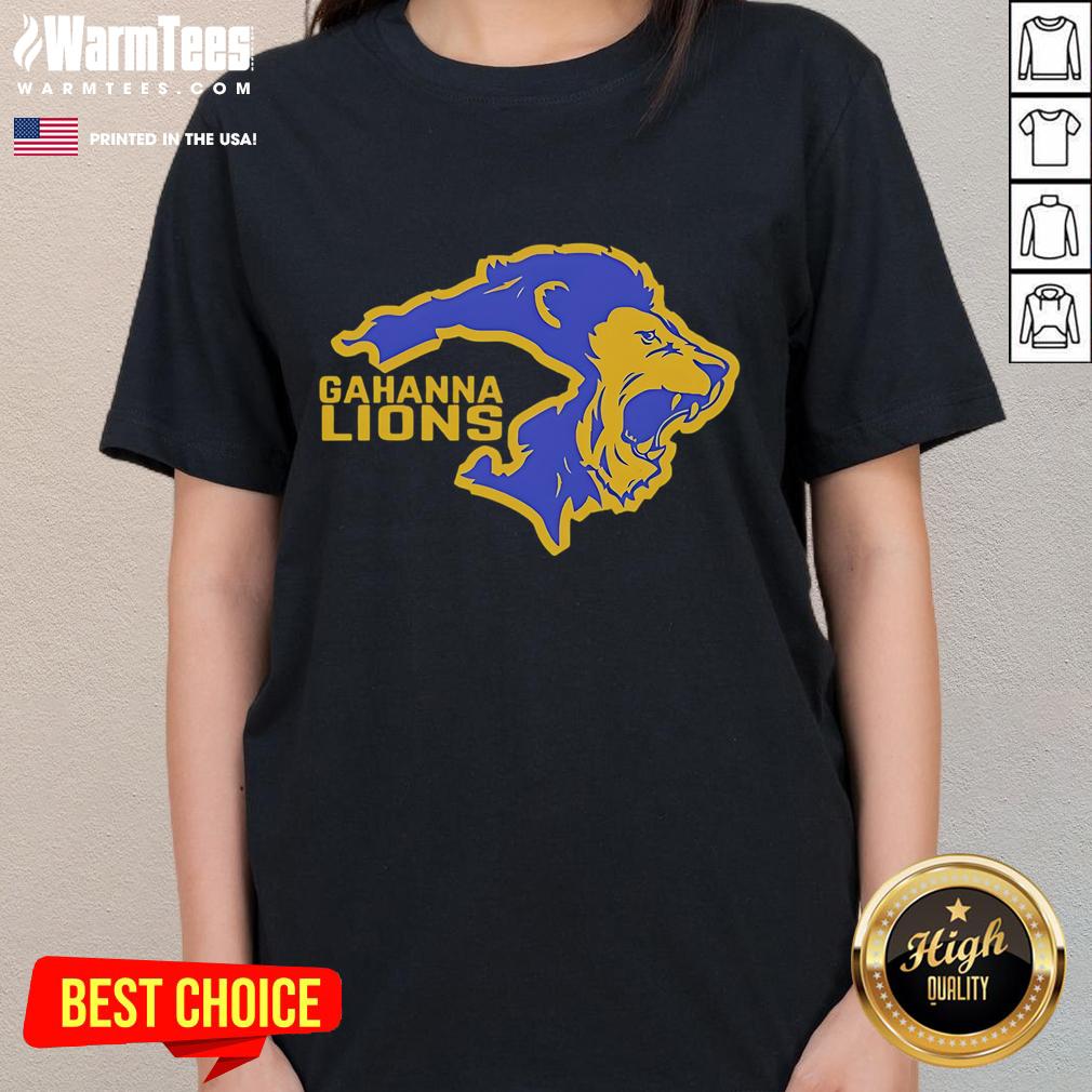 Official Gahanna Double Lion Logo Ladies Tee featuring vibrant colors and a stylish design perfect for fans and casual wear.