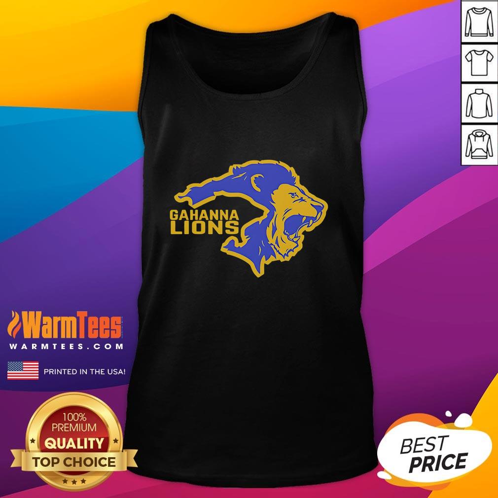 Gahanna Double Lion Logo Tank Top featuring the official design and vibrant colors for stylish summer wear.