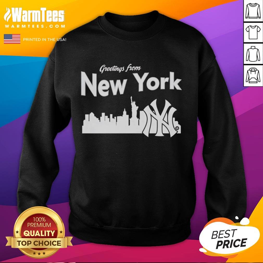 Official New York Yankees skyline sweatshirt featuring iconic NYC skyline and team logo for stylish sports fans.