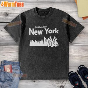 Official New York Yankees Skyline Washed T-Shirt featuring iconic city skyline design for fans and collectors.