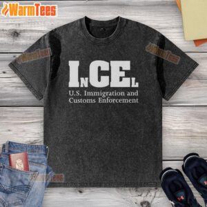 Official InCEl U.S. Immigration and Customs Enforcement washed t-shirt featuring logo and casual design.