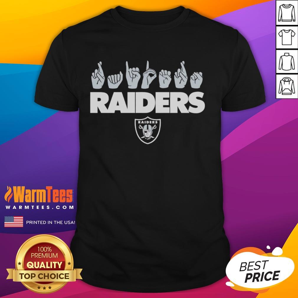 Official Las Vegas Raiders Football Youth Love Sign Hand Signals T-Shirt, perfect for young fans showing team spirit.