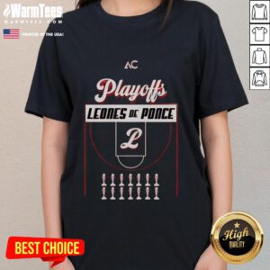 Official Leones de Ponce Basketball Playoffs 2025 ladies tee showcasing team colors and logo for fans.
