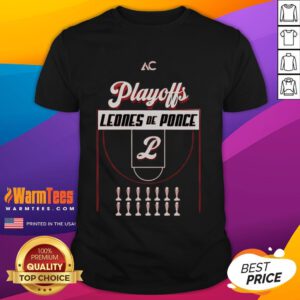 Official Leones De Ponce Basketball Playoffs 2025 T-Shirt featuring team logo and vibrant colors for fans and supporters.