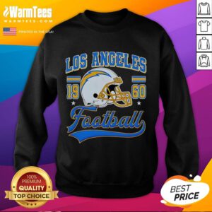 Alt Text: Vintage Los Angeles Football 1960 helmet sweatshirt, showcasing classic design and team spirit for fans.
