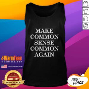 Official Make Common Sense Common Again tank top featuring a bold graphic design for casual, stylish wear.