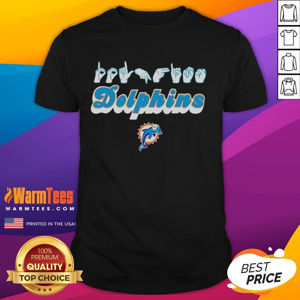 Miami Dolphins Football Homage Youth Love Sign T-Shirt featuring hand signals, perfect for young fans showing team spirit.