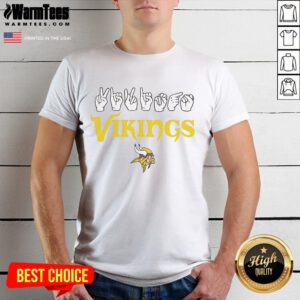 Official Minnesota Vikings Football Homage Youth T-Shirt featuring love sign hand signals for young fans.
