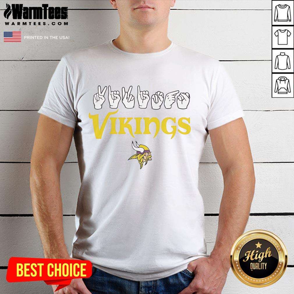 Official Minnesota Vikings Football Homage Youth T-Shirt featuring love sign hand signals for young fans.