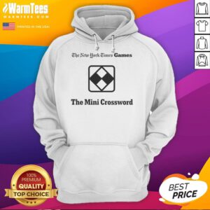 Alt Text: Cozy hoodie featuring the Official NYT Mini Crossword design from The New York Times Games collection.