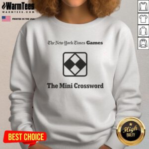 Official NYT Mini Crossword sweatshirt featuring The New York Times Games logo and stylish design for puzzle lovers.