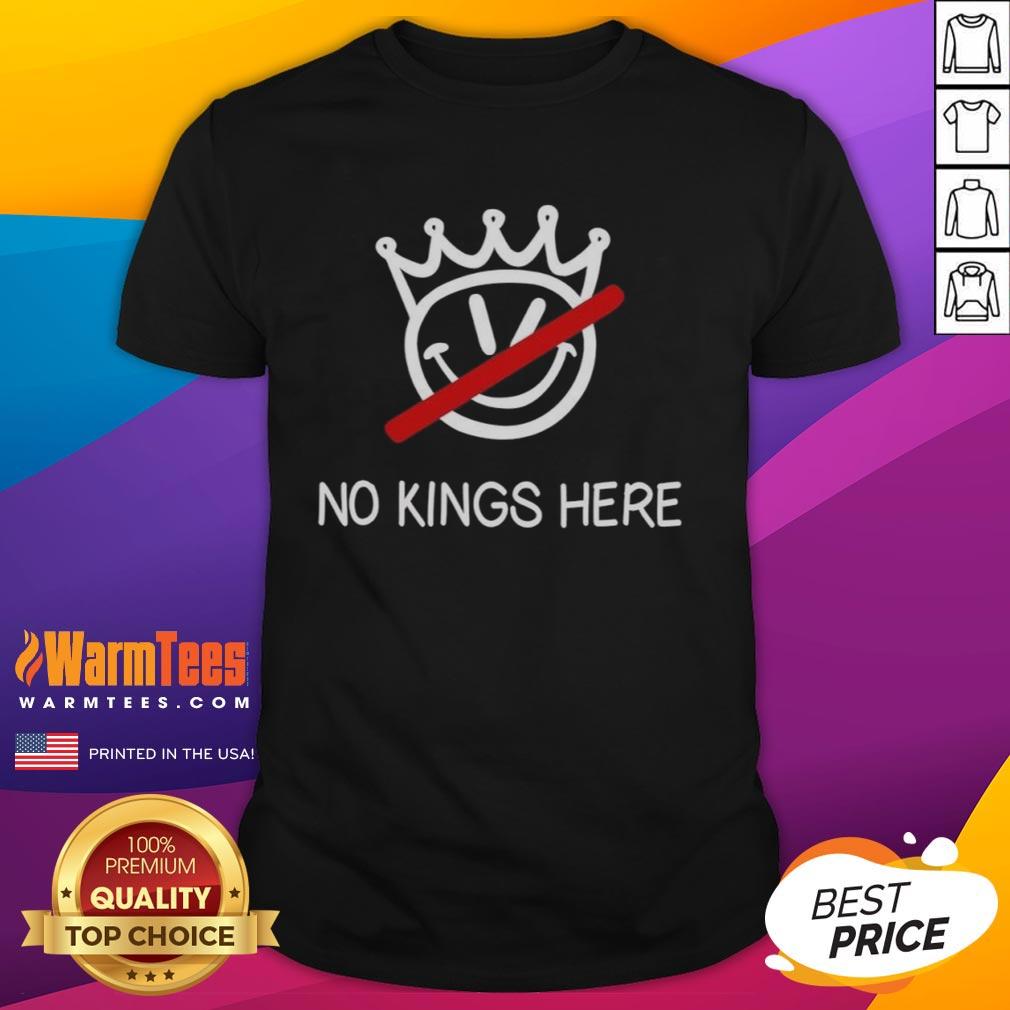 Official No Kings Here Logo T-Shirt featuring bold graphic design and comfortable fit for casual wear.