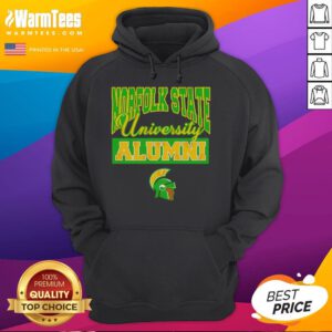 Alt Text: Official Norfolk State University 1935 Alumni logo hoodie featuring a classic design in green and gold colors.