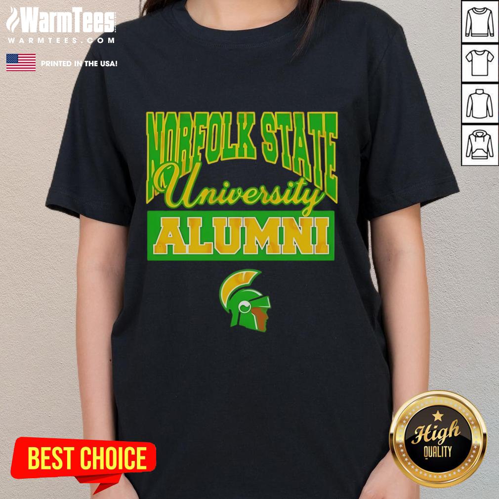 Alt Text: Official Norfolk State University 1935 Alumni logo on a stylish ladies tee, perfect for alumni and school spirit.