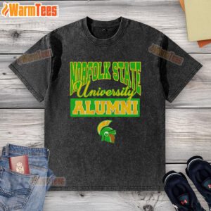 Alt Text: Official Norfolk State University 1935 alumni logo on a washed t-shirt, showcasing school spirit and heritage.